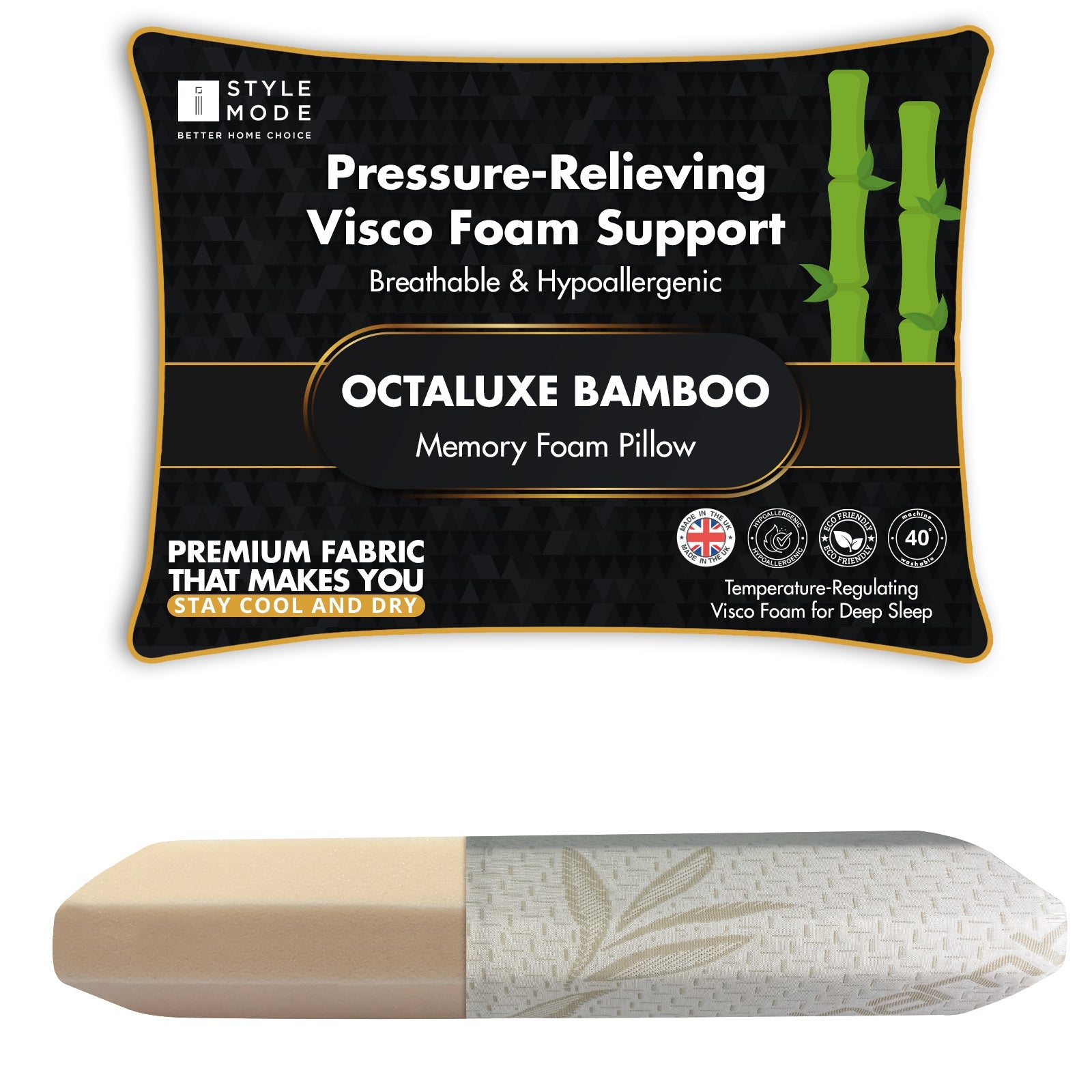 Octaluxe Bamboo Visco Memory Foam Pillow
