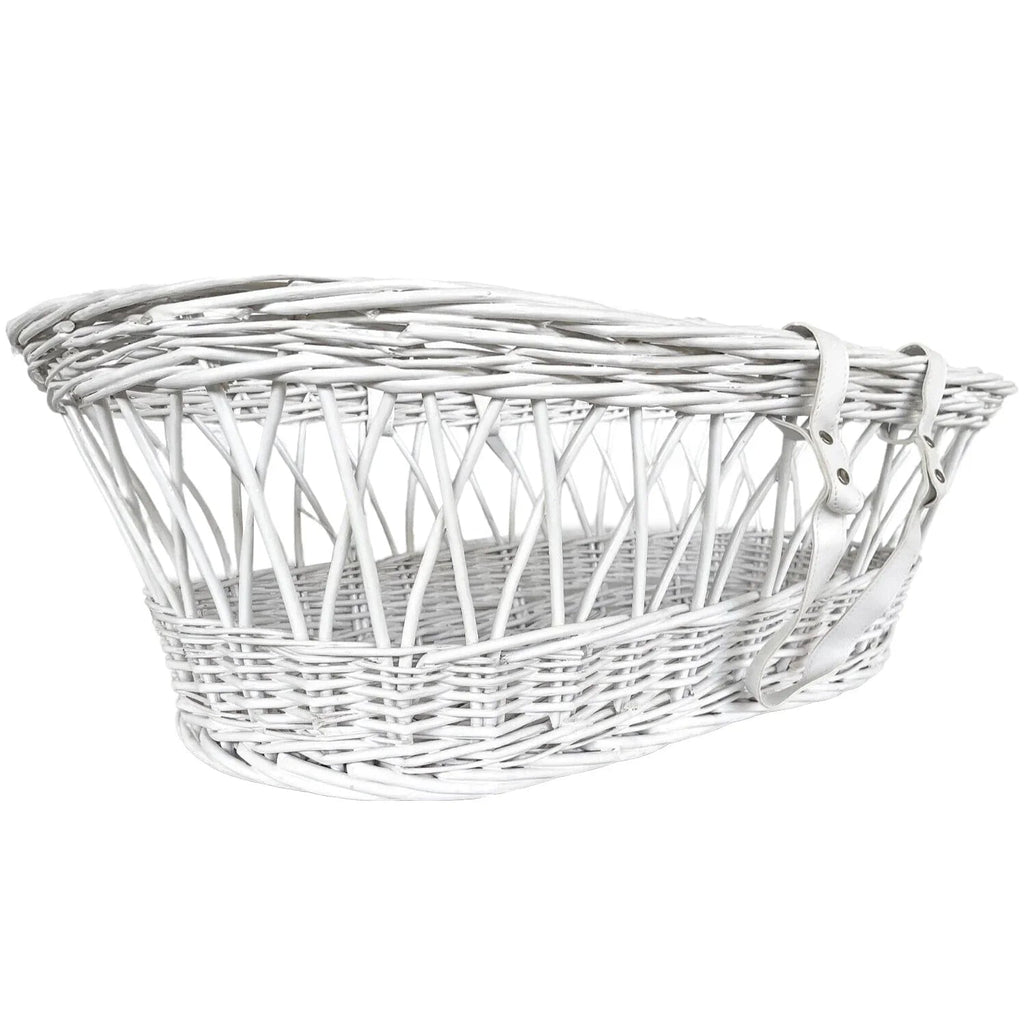 Wicker Moses Basket with leather look handle