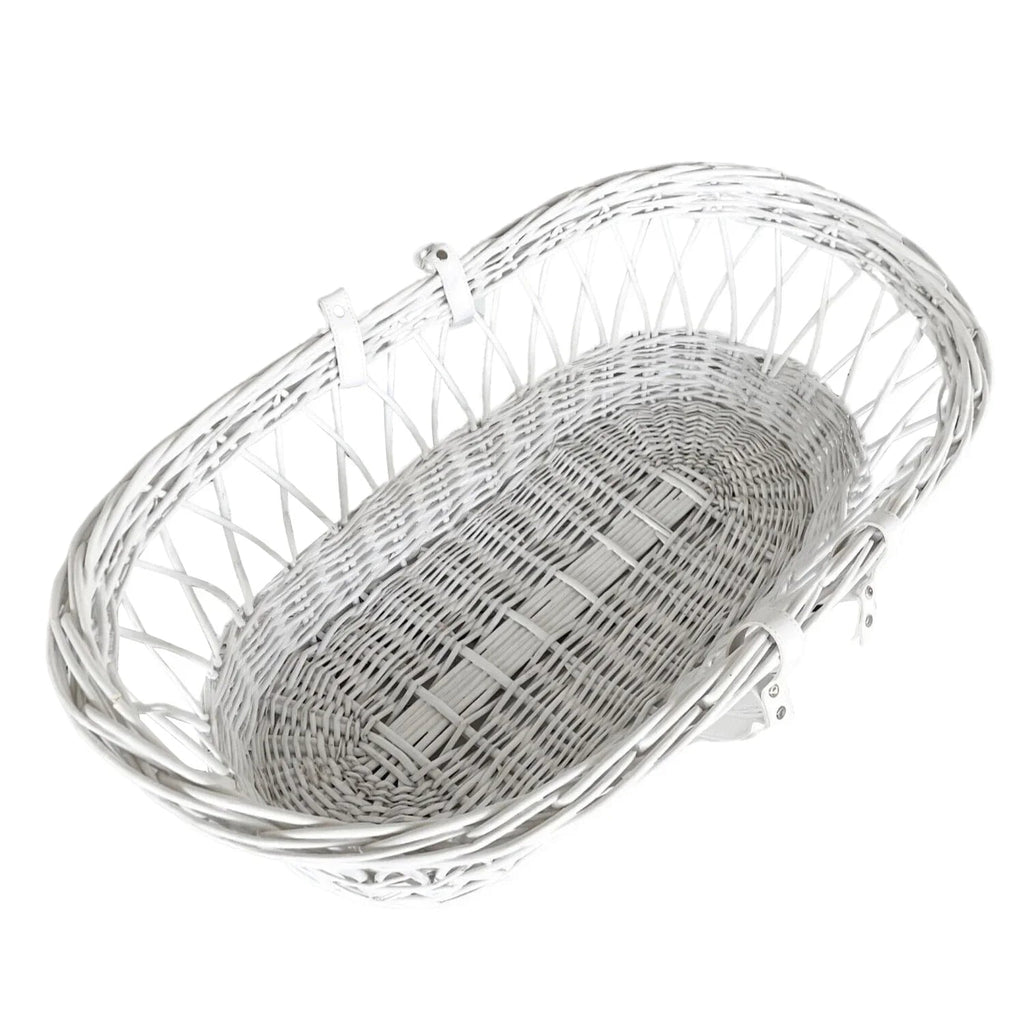 Wicker Moses Basket with leather look handle