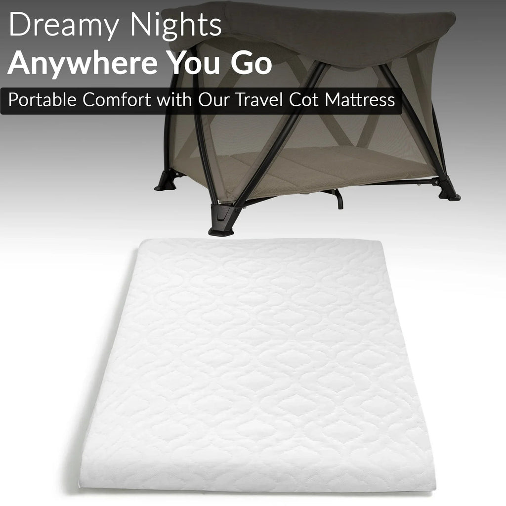 Baby &amp; Toddler Travel Cot Mattress – Anti-Allergy, Waterproof, Quilted Cover, Removable &amp; Washable