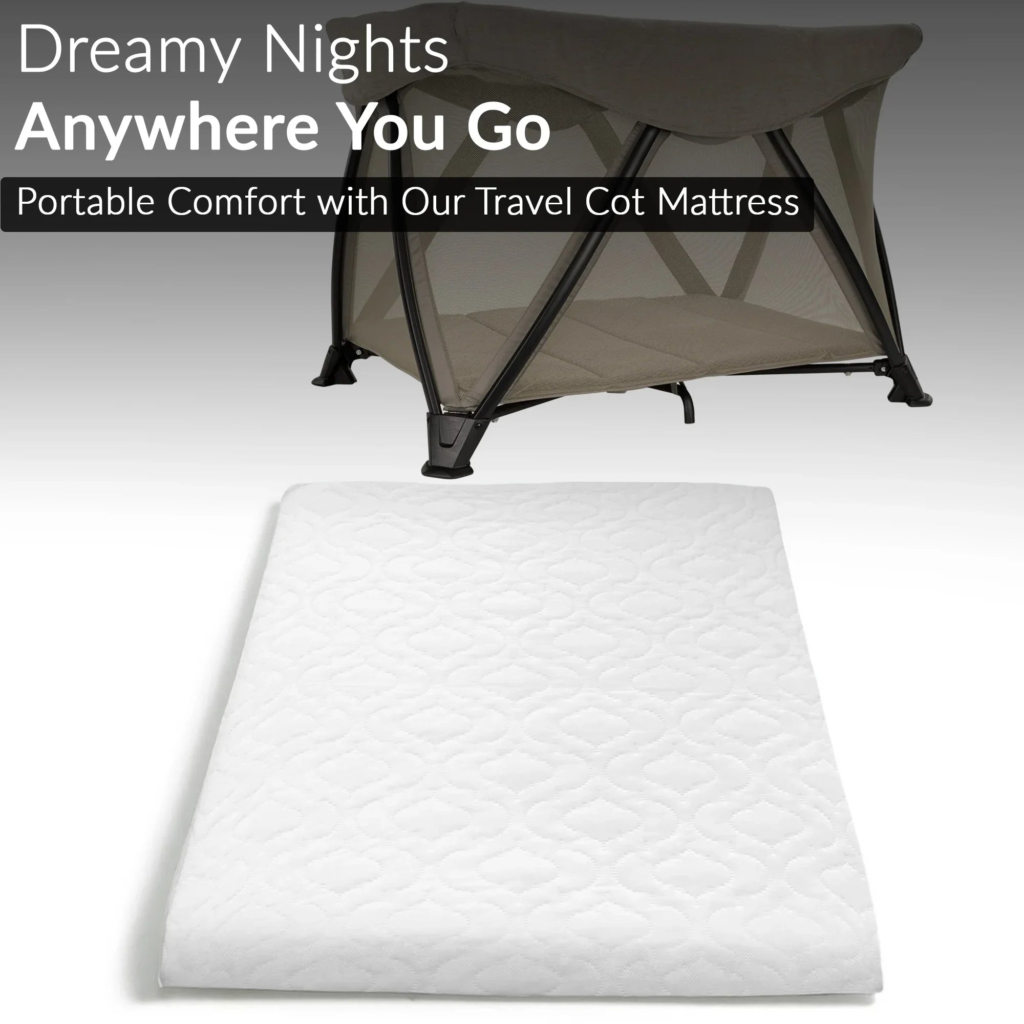 Baby &amp; Toddler Travel Cot Mattress – Anti-Allergy, Waterproof, Quilted Cover, Removable &amp; Washable