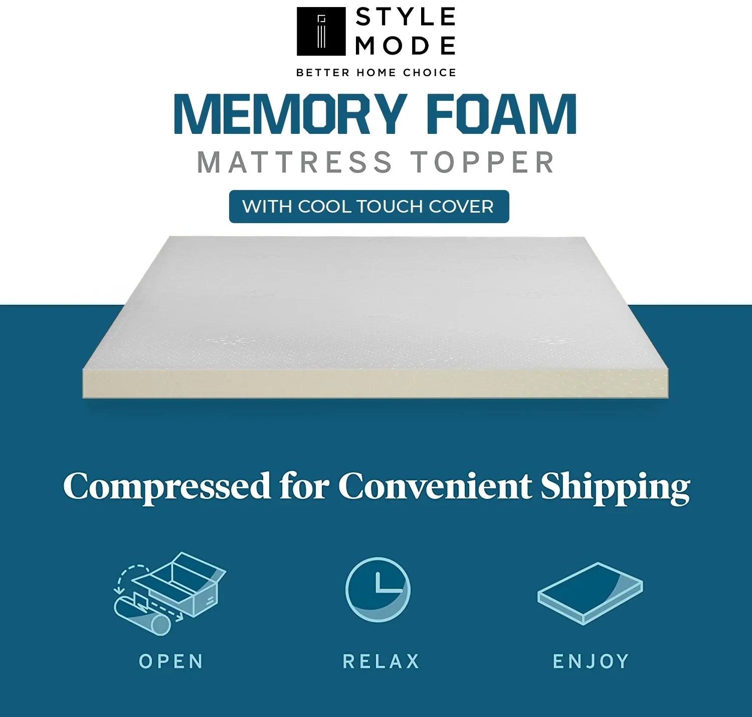 Memory Foam Mattress Toppers with Cool Max Cover