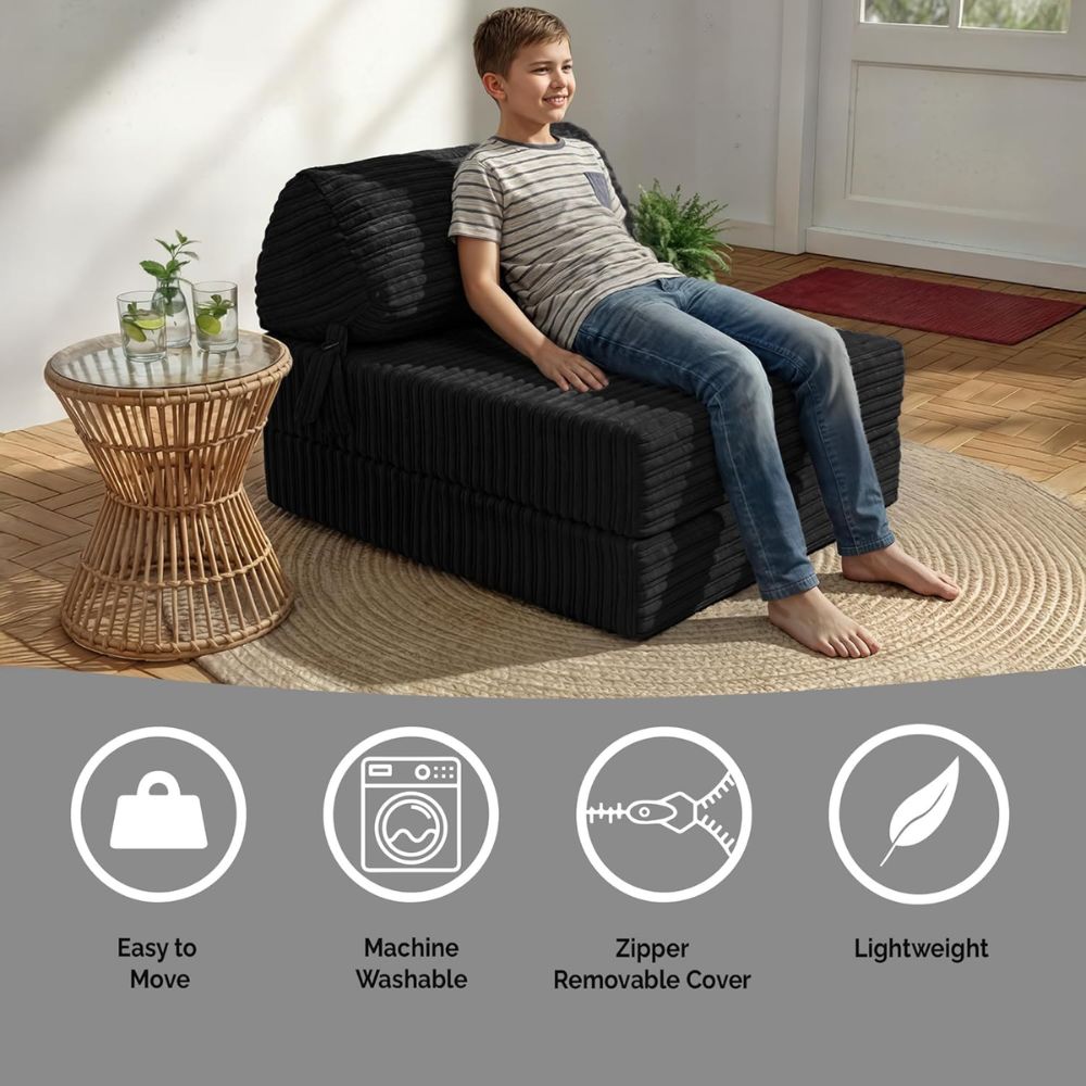 Jumbo Cord Z bed With Pillow Chair Bed Sofa