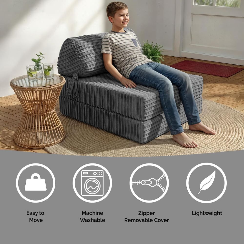 Jumbo Cord Z bed With Pillow Chair Bed Sofa