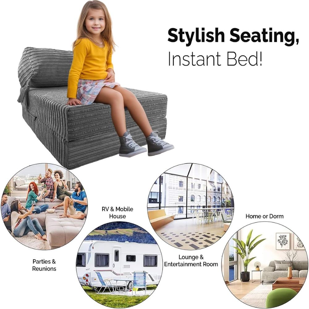 Jumbo Cord Z bed With Pillow Chair Bed Sofa
