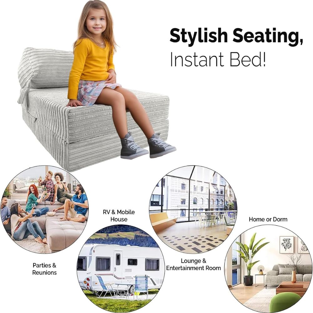 Jumbo Cord Z bed With Pillow Chair Bed Sofa