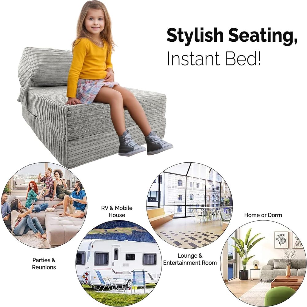 Jumbo Cord Z bed With Pillow Chair Bed Sofa