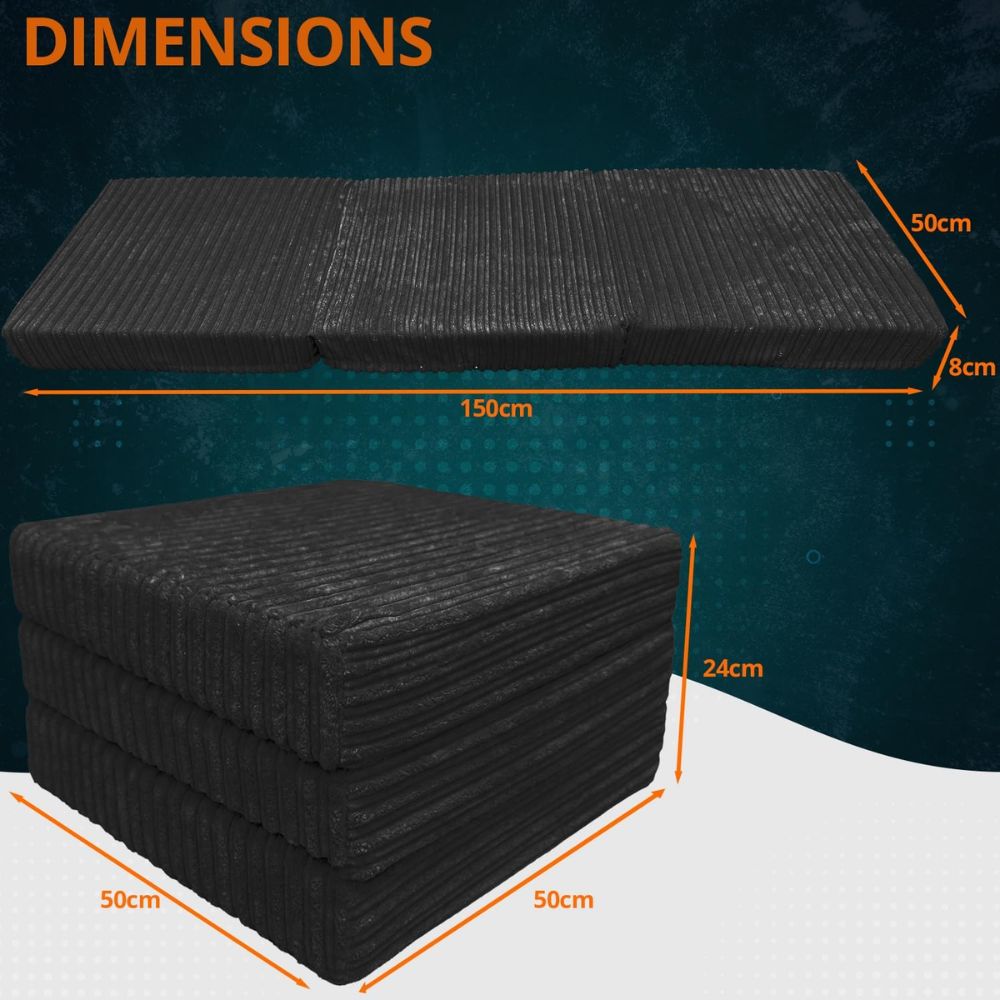 2 in 1 Fold Out Tri-fold Cord Cube Z Bed Mattress