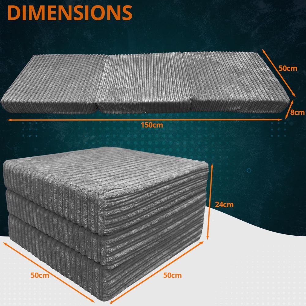 2 in 1 Fold Out Tri-fold Cord Cube Z Bed Mattress