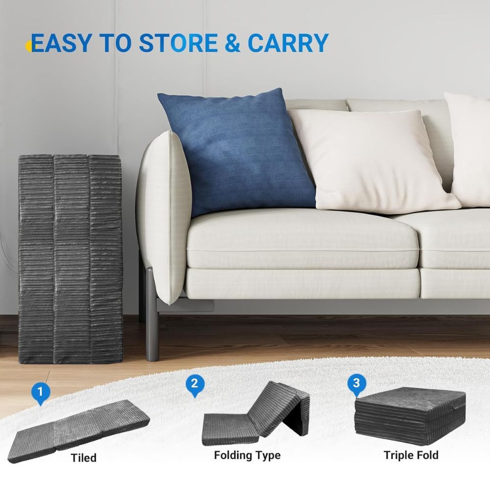 2 in 1 Fold Out Tri-fold Cord Cube Z Bed Mattress