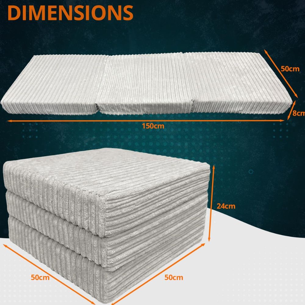 2 in 1 Fold Out Tri-fold Cord Cube Z Bed Mattress