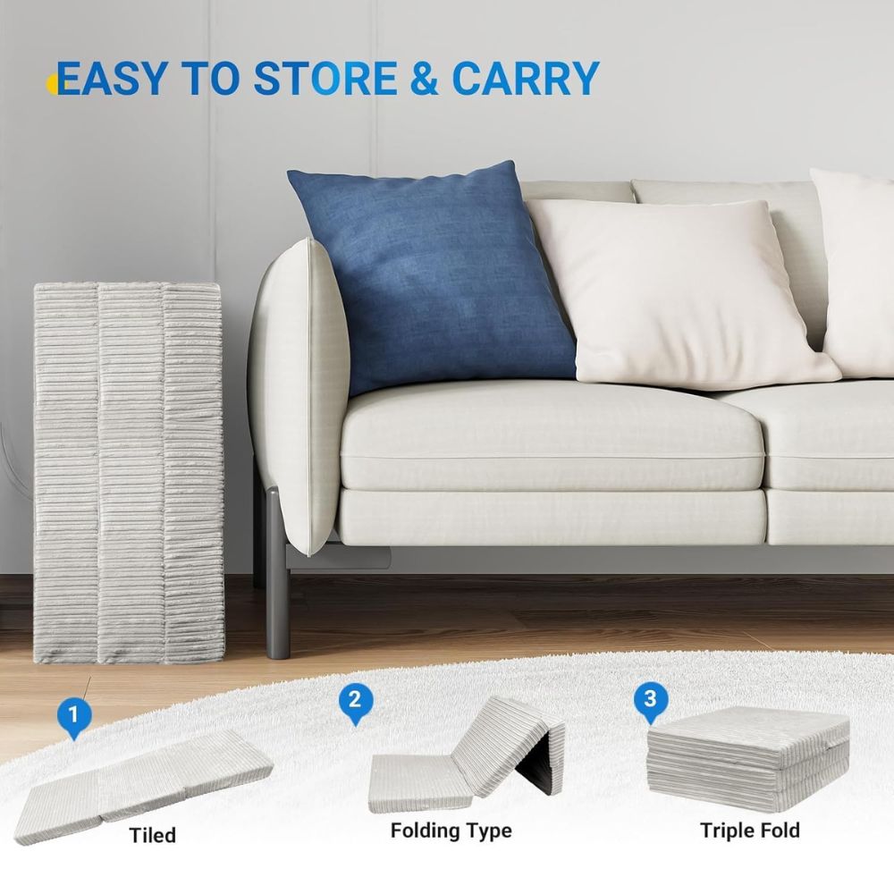 2 in 1 Fold Out Tri-fold Cord Cube Z Bed Mattress
