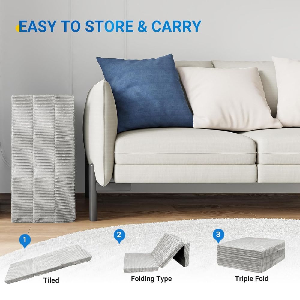 2 in 1 Fold Out Tri-fold Cord Cube Z Bed Mattress