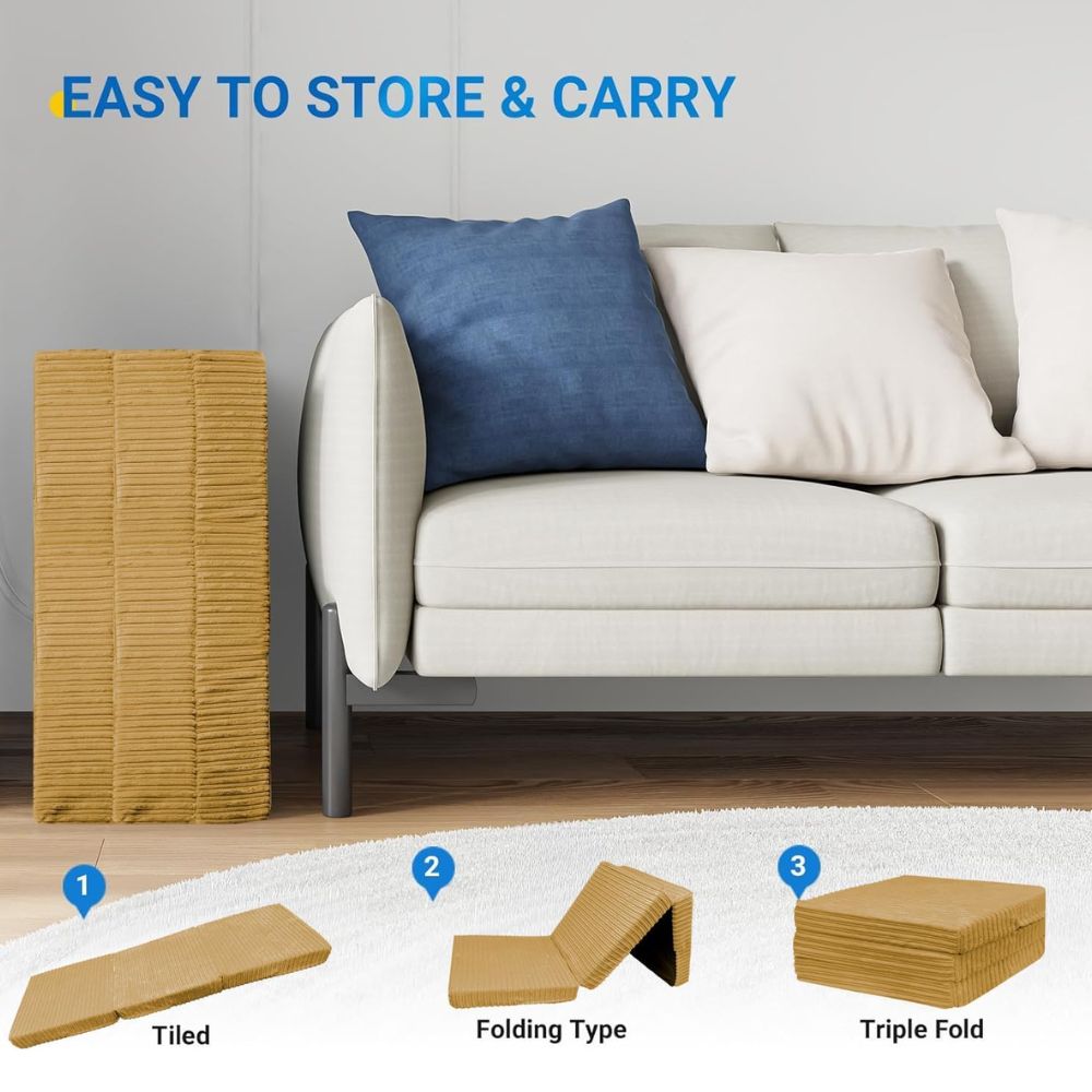 2 in 1 Fold Out Tri-fold Cord Cube Z Bed Mattress