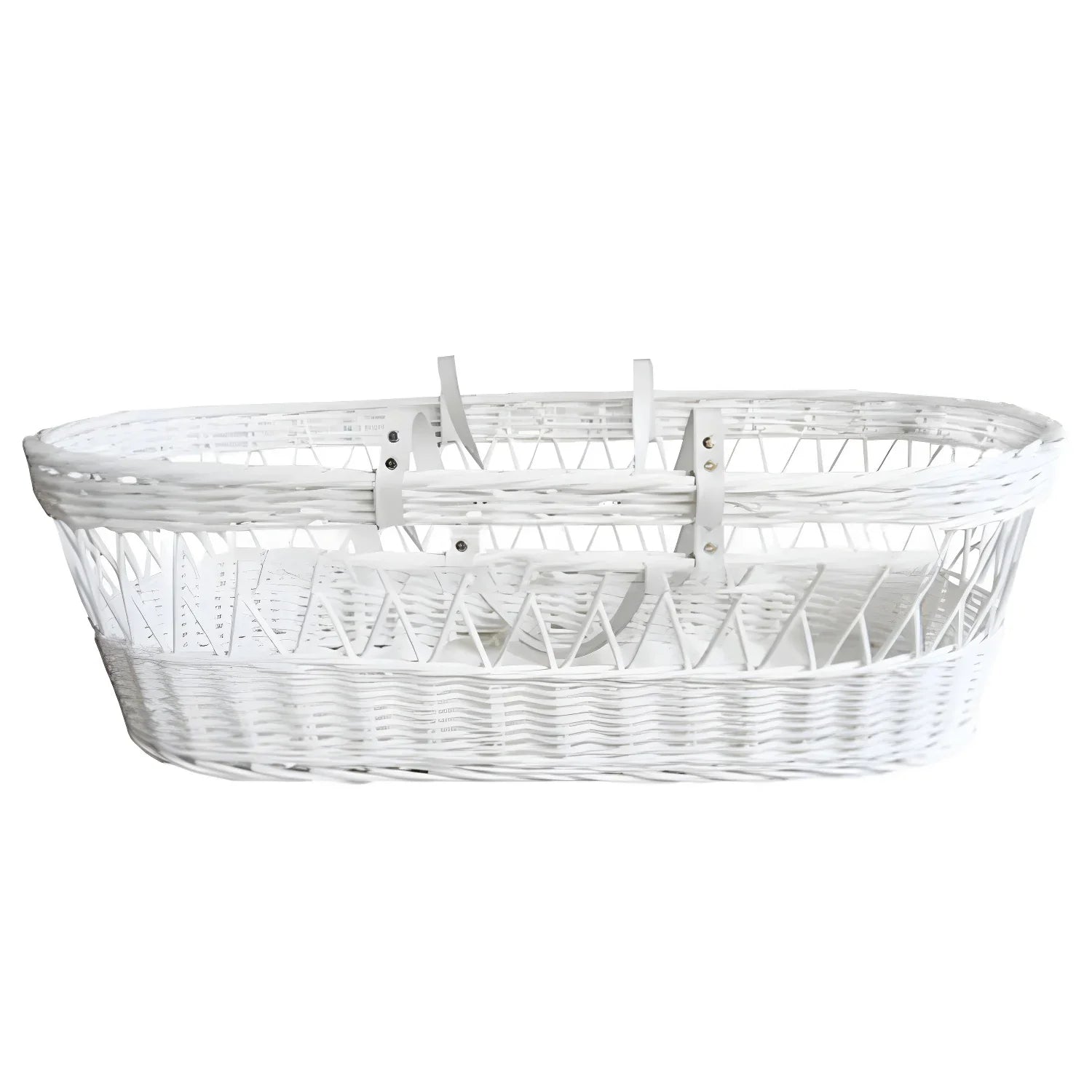 Wicker Moses Basket with leather look handle