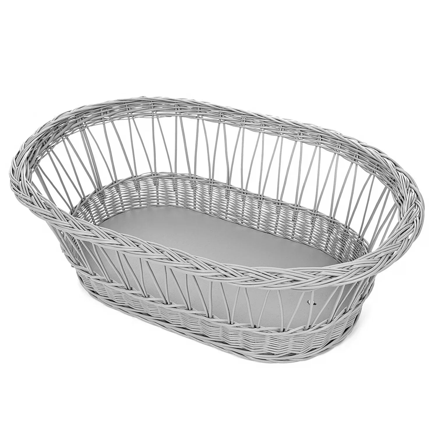 Wicker Moses Basket with leather look handle
